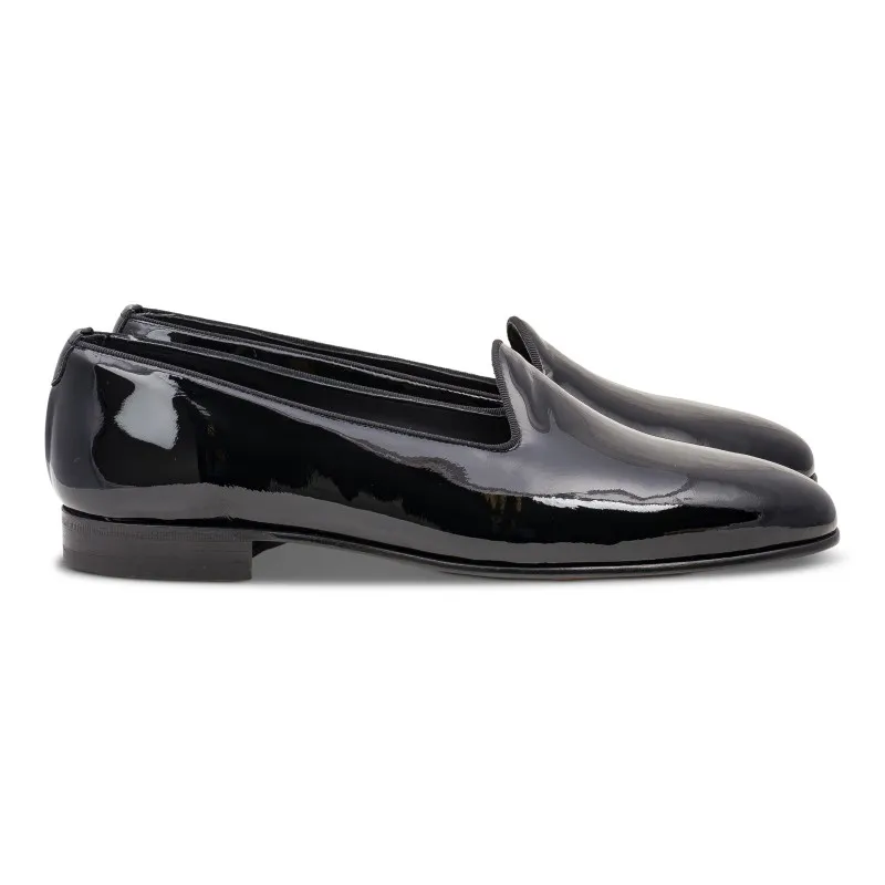 Yanko black patent leather slippers