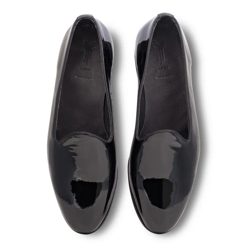 Yanko black patent leather slippers