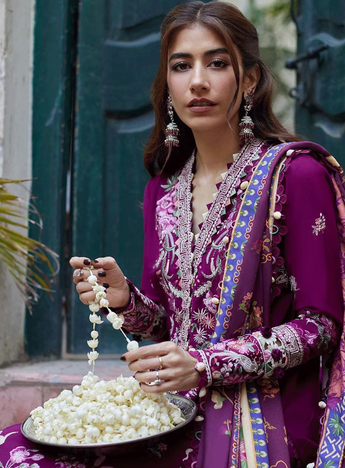 Zaha By Khadijah Shah Embroidered Slub Khaddar Unstitched 3 Piece Suit - ZH23W 09 IRMAK