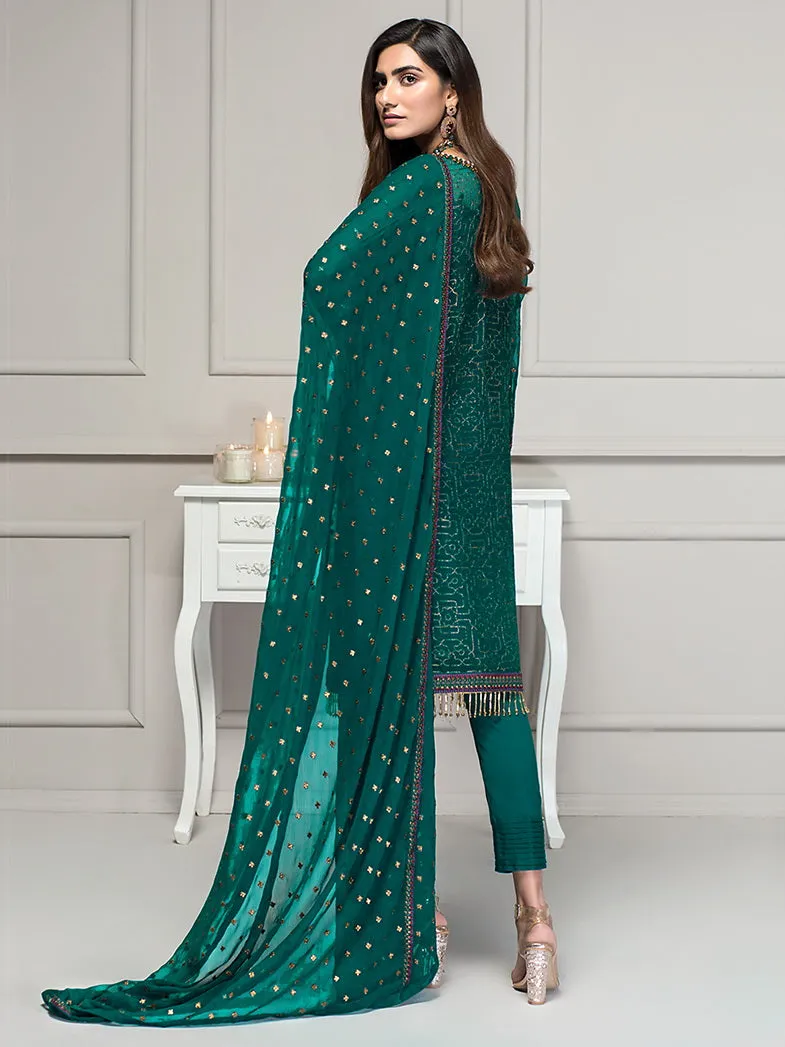 ZARIF Luxury Chiffon Vol-2 Embroidered 3 Piece Suit ZAR-09 Emerald