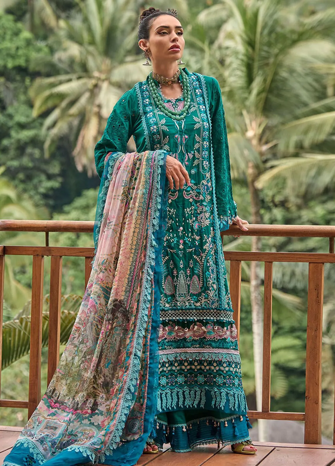 Zoha By Ansab Jahangir Luxury Embroidered Lawn 3 Piece Unstitched Suit AJ24ZLL-11 Frangipani